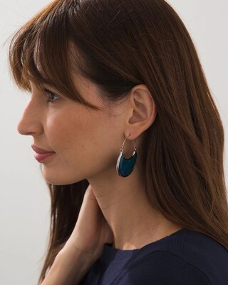 Teal Hoop & Chandelier Earring Set
