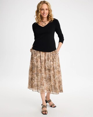Georgette Pull-On Midi Skirt click to view larger image.