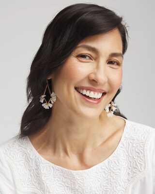 No Droop™ White Glass Bead Earrings