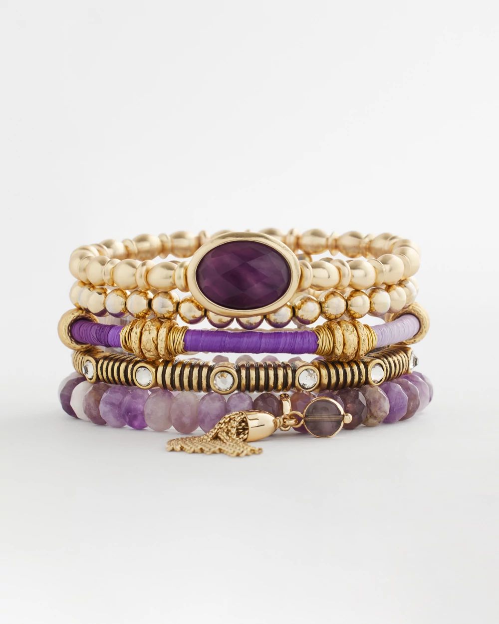 Purple Agate Stone Stretch Bracelet