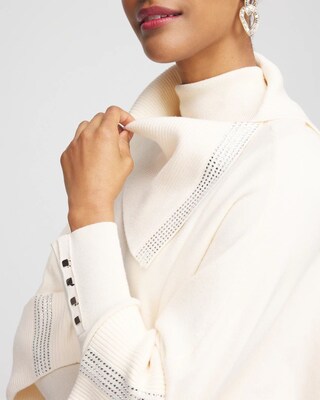 Embellished Cashmere Blend Poncho click to view larger image.