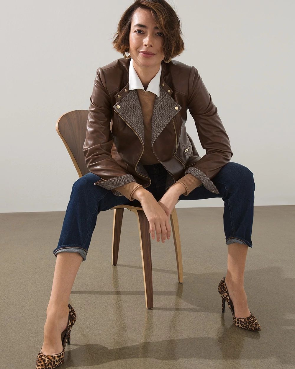 Relaxed Faux Leather Moto Jacket