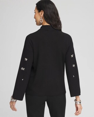 Embellished Mockneck Pullover Sweater click to view larger image.