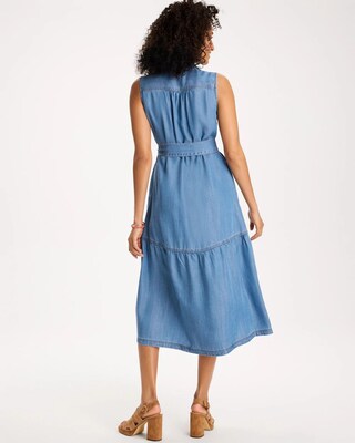 Twill Denim Belted Shirtdress click to view larger image.