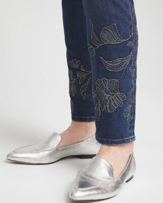Floral Embroidered Pull-On Ankle Jeggings click to view larger image.