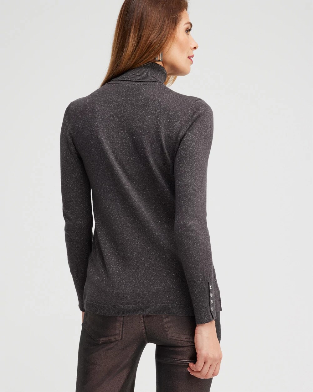 Grey Lurex Turtleneck Sweater