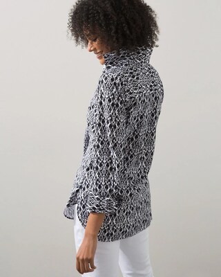 No-Iron Stretch Ikat Print Shirt