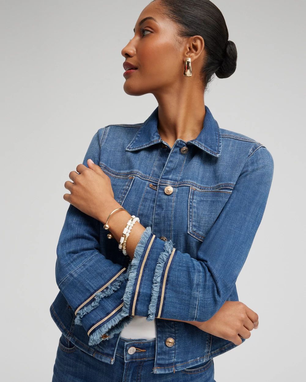 Double Fray Denim Jacket