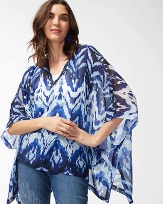 Embroidered V-Neck Poncho