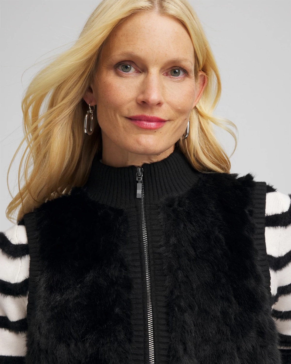 Chico's Luxe Faux Fur Jacket In Black In Black