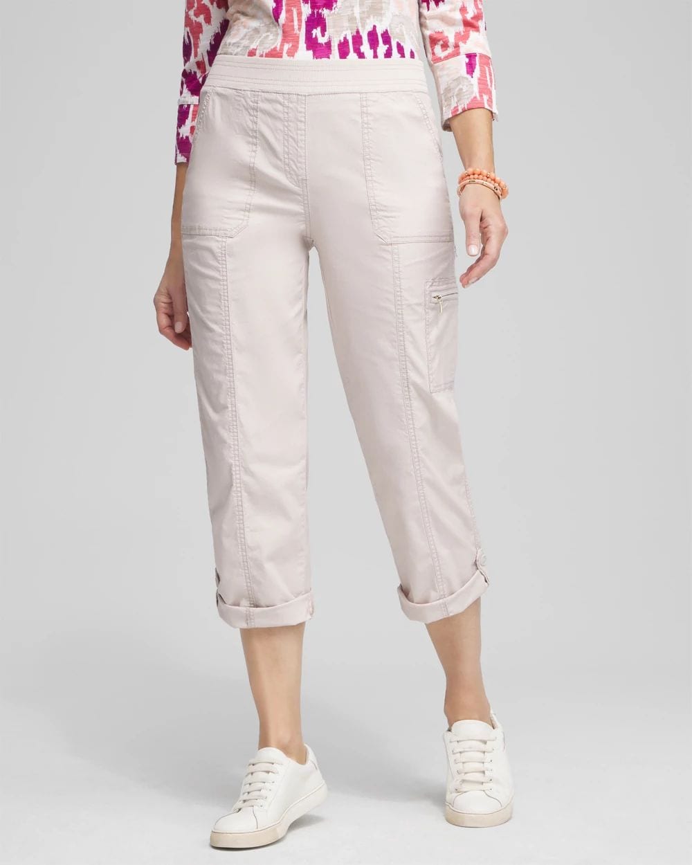 Poplin Cropped Roll Tab Pants