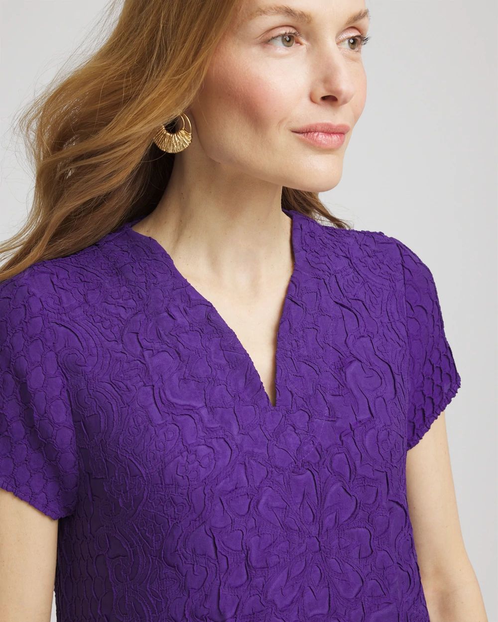 Travelers™ Collection Floral Embossed V-Neck Dress