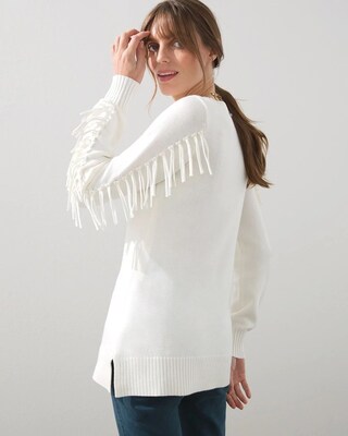 Fringe Sleeve Pullover Sweater