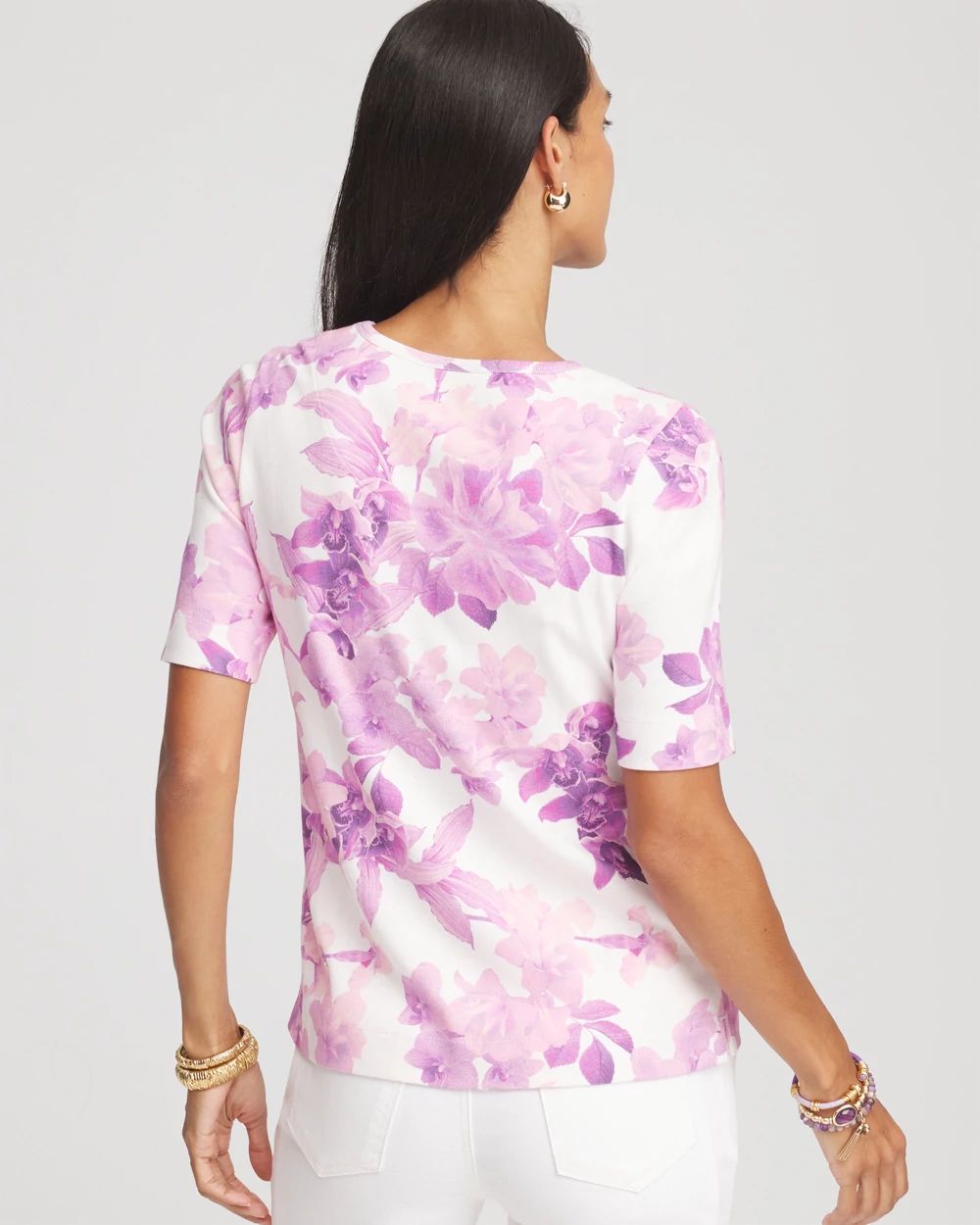Tropical Floral Pima Crewneck Tee