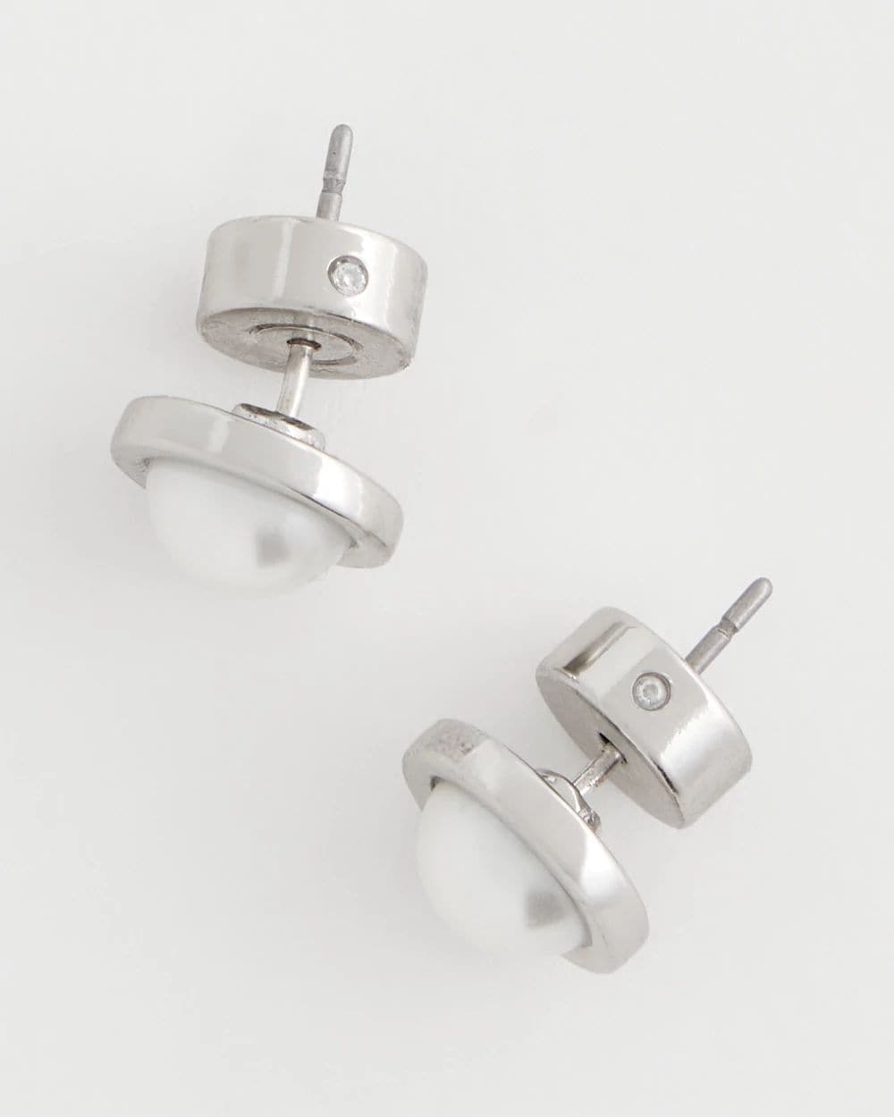 Silver Pearl Stud Earrings