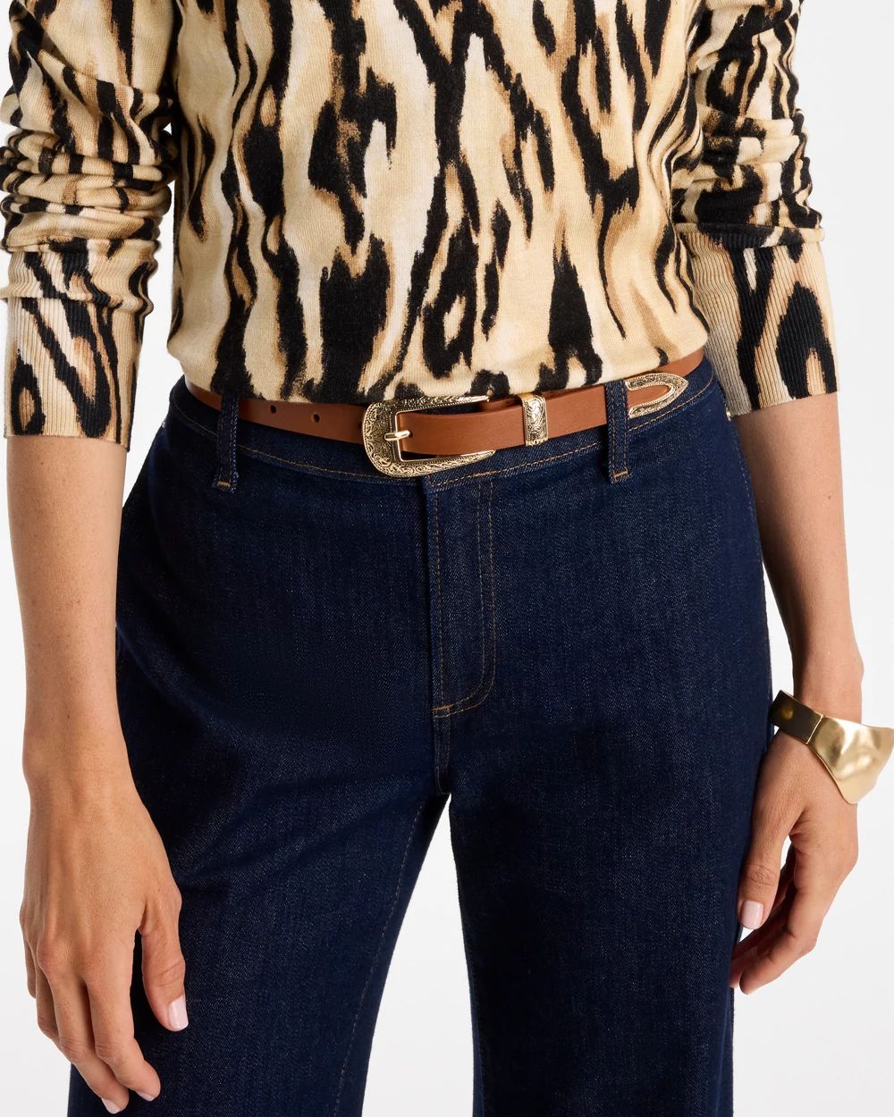 Faux Leather Skinny Belt click to view larger image.