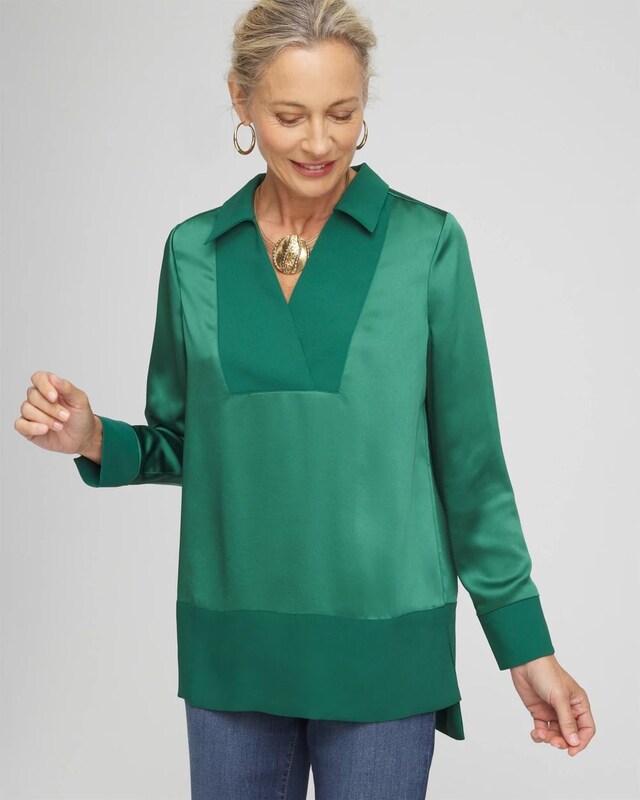 Relaxed Stretch Satin Tunic - image 1
