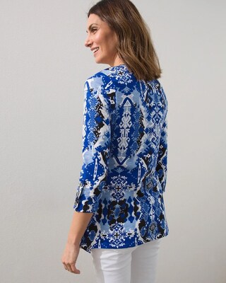 Ikat 3/4 Button Sleeve Slub Tunic