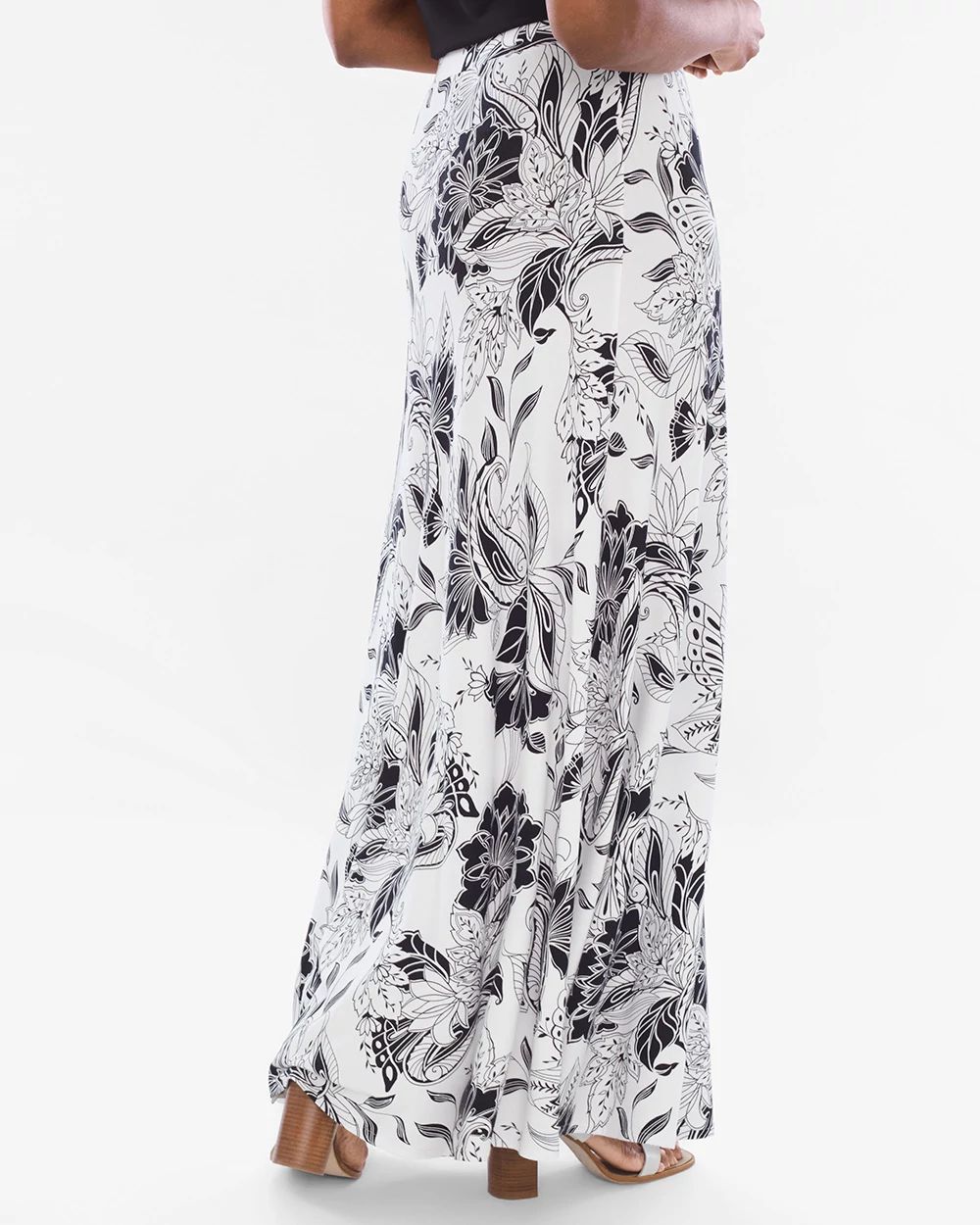 Black and White Floral Maxi Skirt