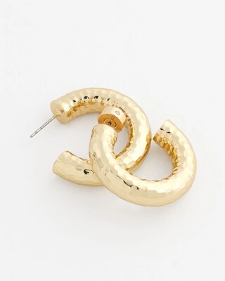 No Droop® Textured Goldtone Hoop Earrings click to view larger image.