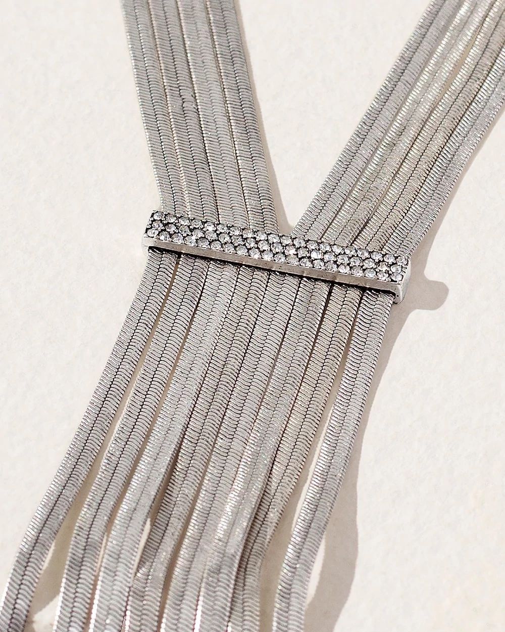 Silver Tone Long Y-Necklace