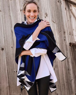 Faux Leather Trim Sweater Ruana