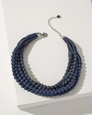 Denim Beaded Multistrand Necklace