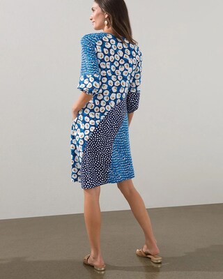 Mixed Dot Poet Sleeve Short Dress
