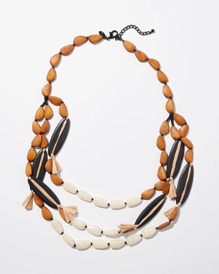 Wood Bead Multistrand Necklace
