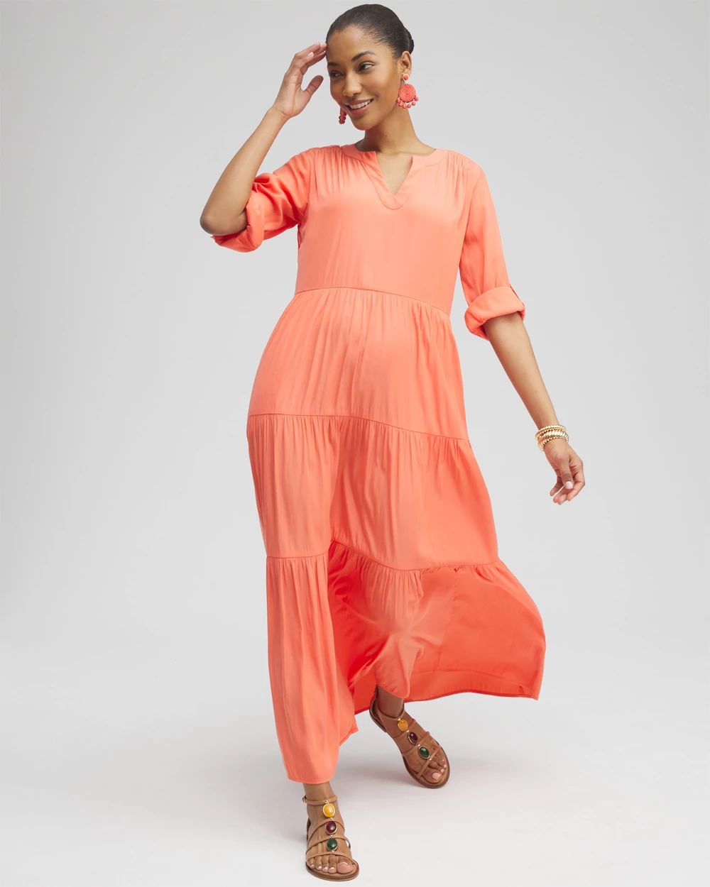 Tiered A-line Maxi Dress