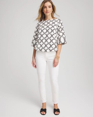Geo Print Boatneck Bubble-Hem Top click to view larger image.