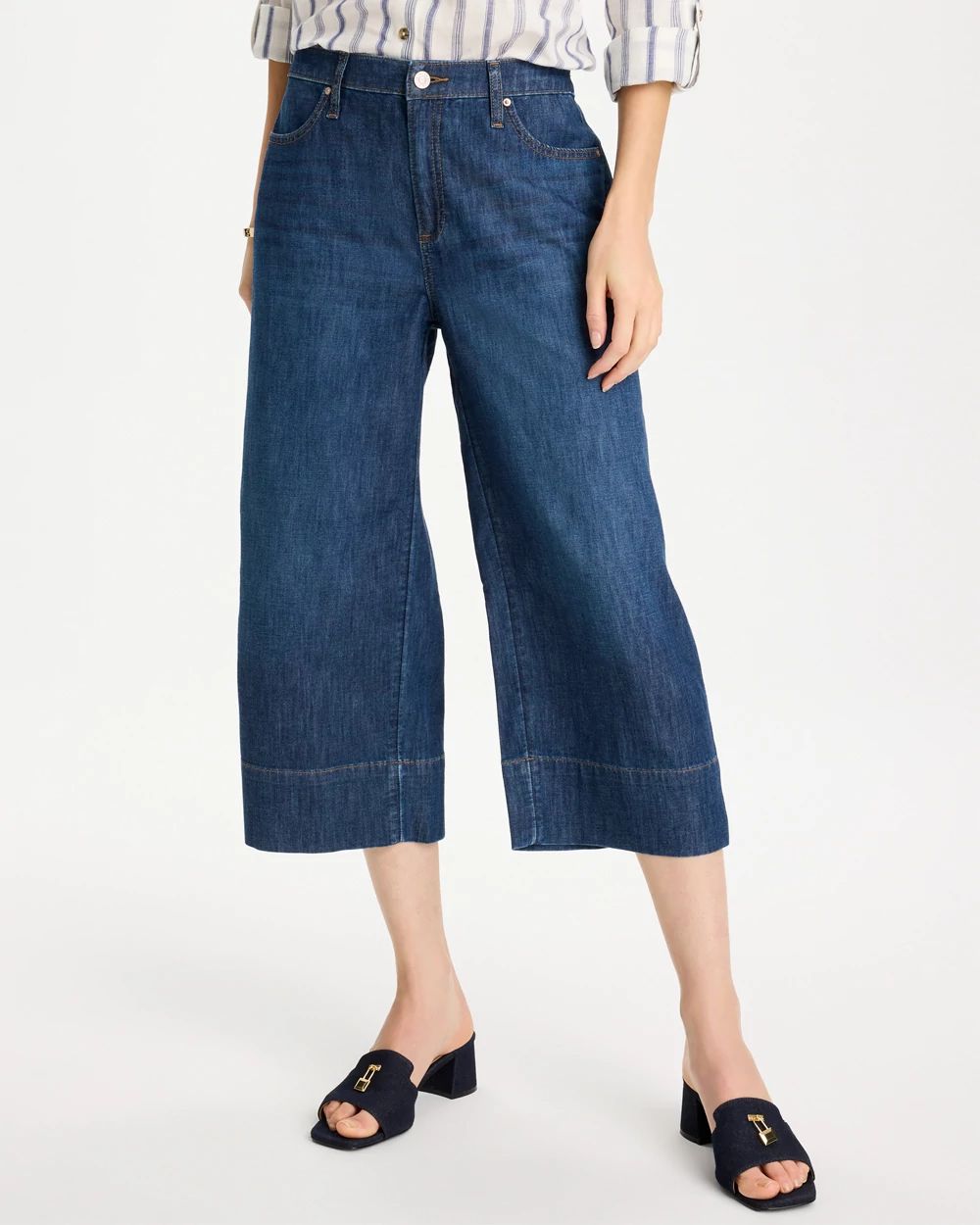 Lightweight Wide-Leg Capri Jeans