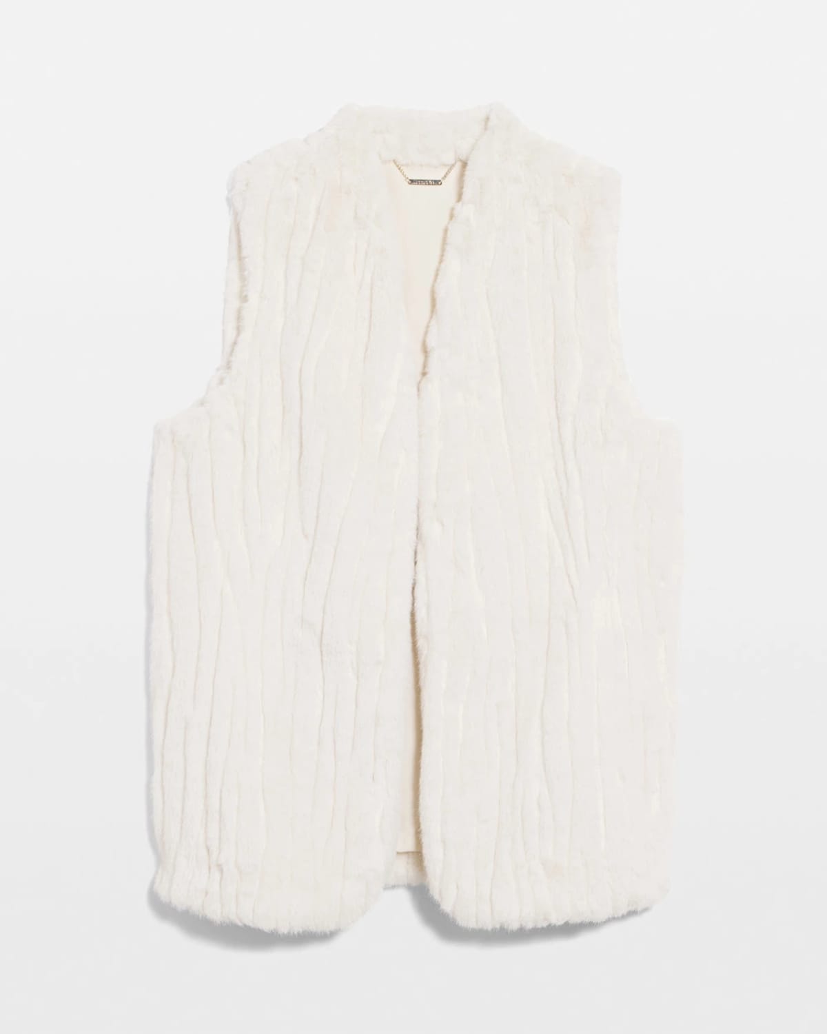 Chico's Elongated Faux Fur Vest In Cream In White