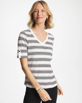 Pima V-Neck Tab Sleeve Tee