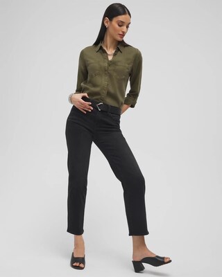 Twill Fringe Hem Shirt