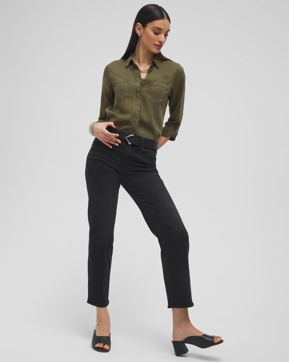 Twill Fringe Hem Shirt