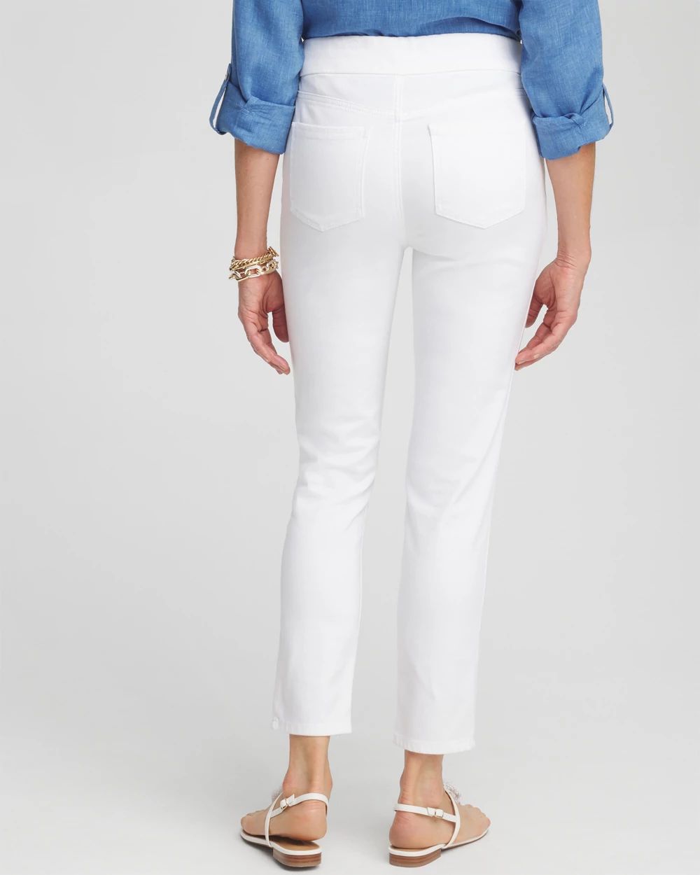 Petite No-Stain White Denim Ankle Jeggings