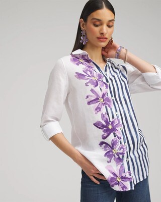 No Iron™ Linen Mixed Print Tunic