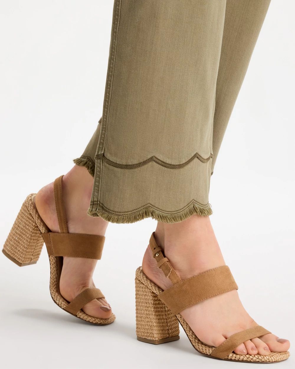 Scallop Pull-On Wide-Leg Crop Jeans click to view larger image.