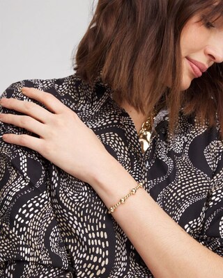 Gold-tone Medium Bead Stretch Bracelet click to view larger image.