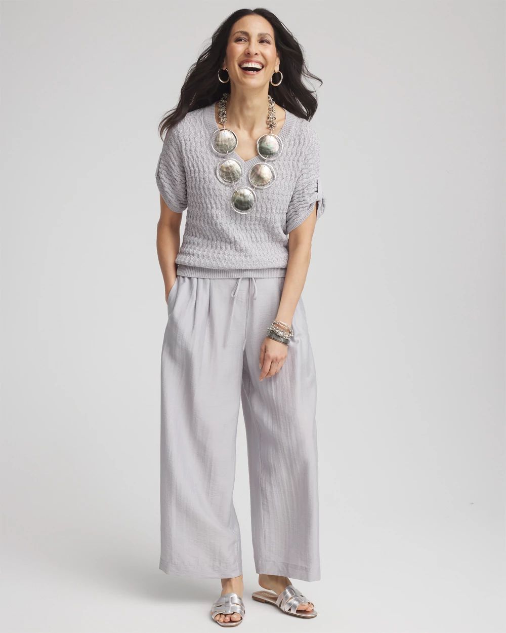 Sequin V-Neck Pullover Sweater