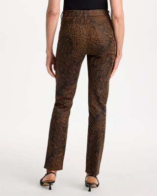 Animal Print Coated Girlfriend Slim Ankle Jeans click to view larger image.