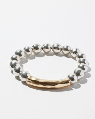 Mixed Metal Bar Stretch Bracelet