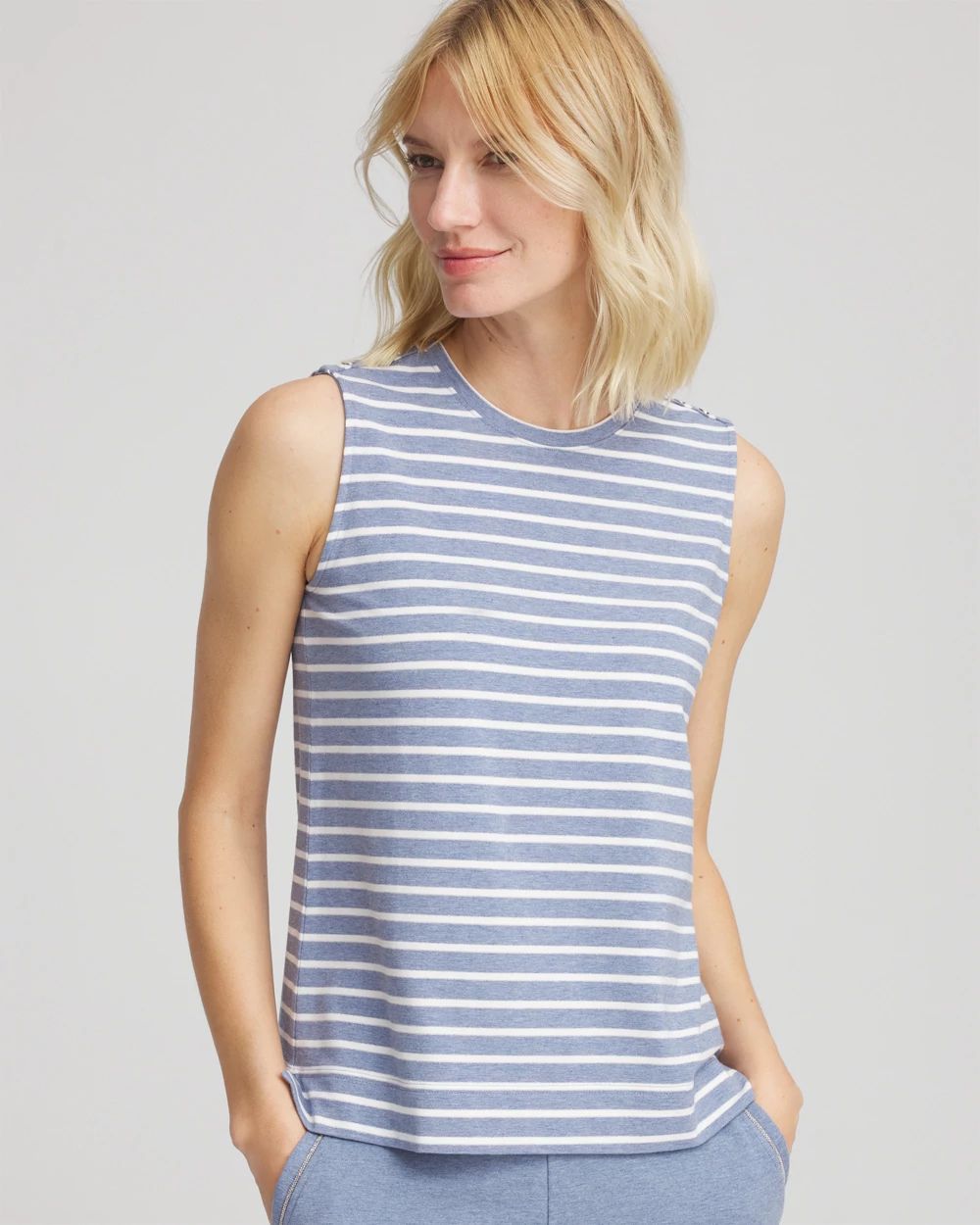 Zenergy® UPF Sleeveless Metallic-Striped Tank