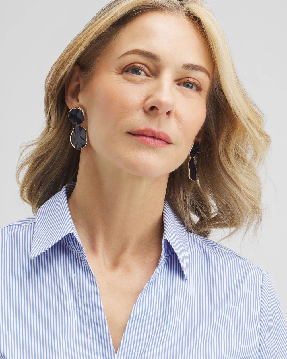 Navy Round Drop Earrings