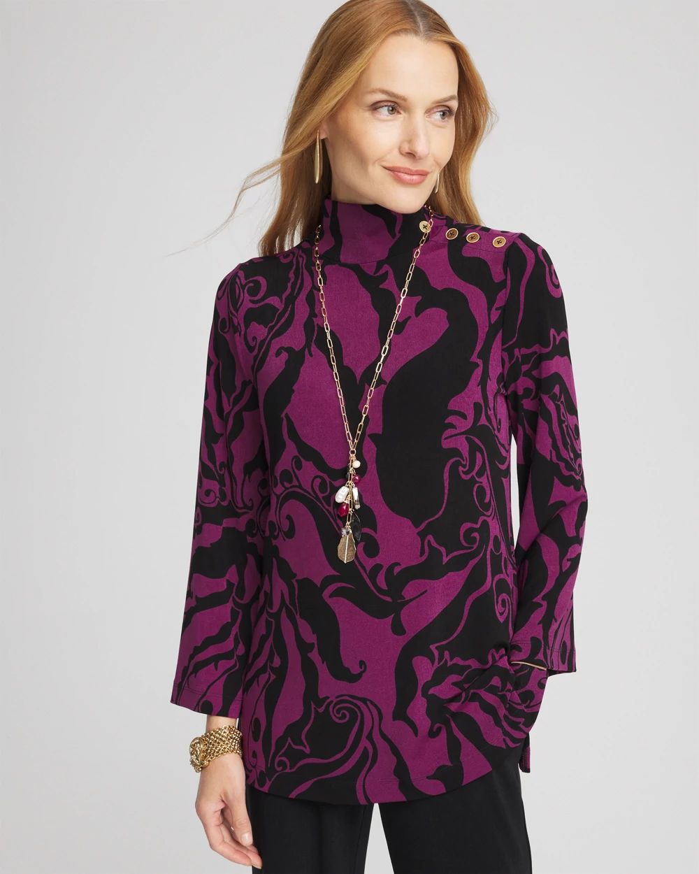 Travelers™ Paisley Mock Neck Tunic