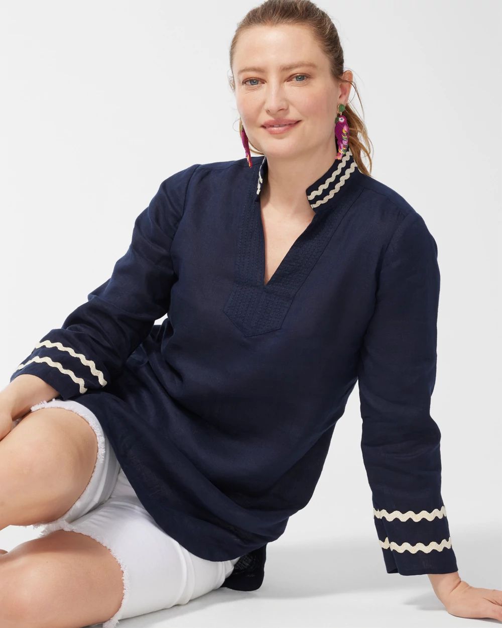 Linen Rick Rack Trim Tunic