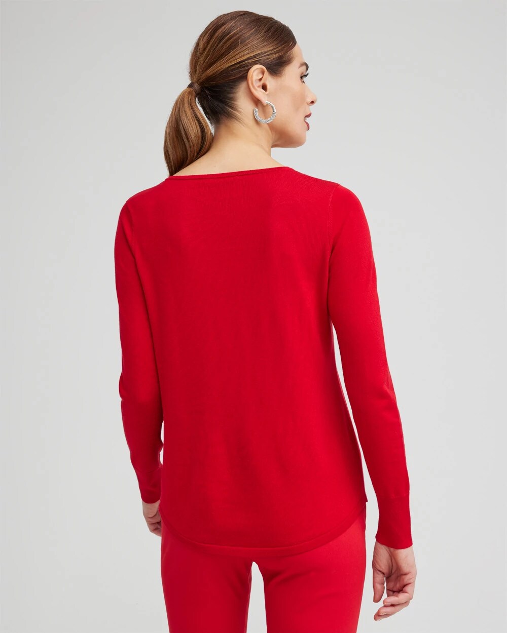 Caviar Trim V-Neck Pullover Sweater