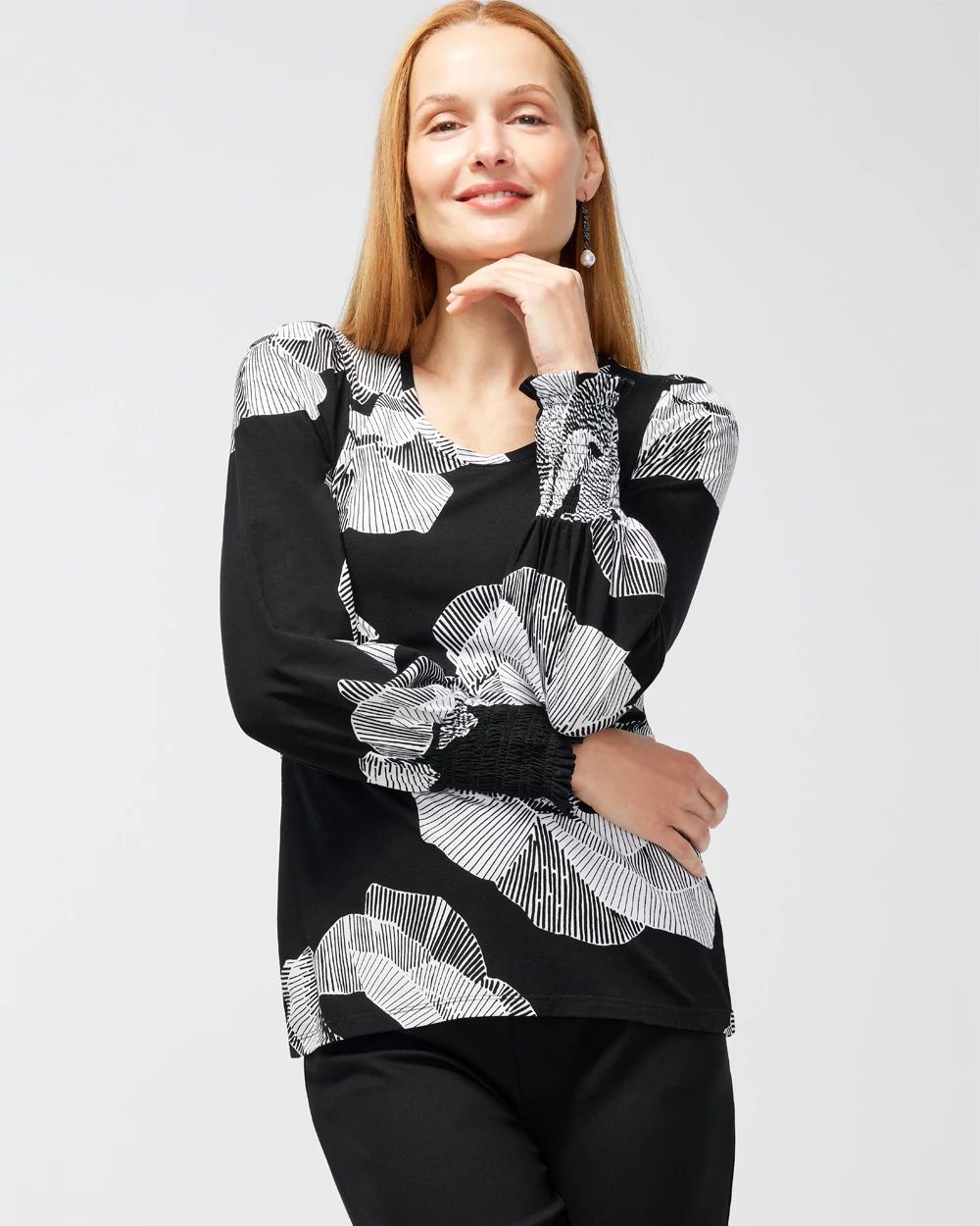 Touch of Cool Floral Smocked Tee
