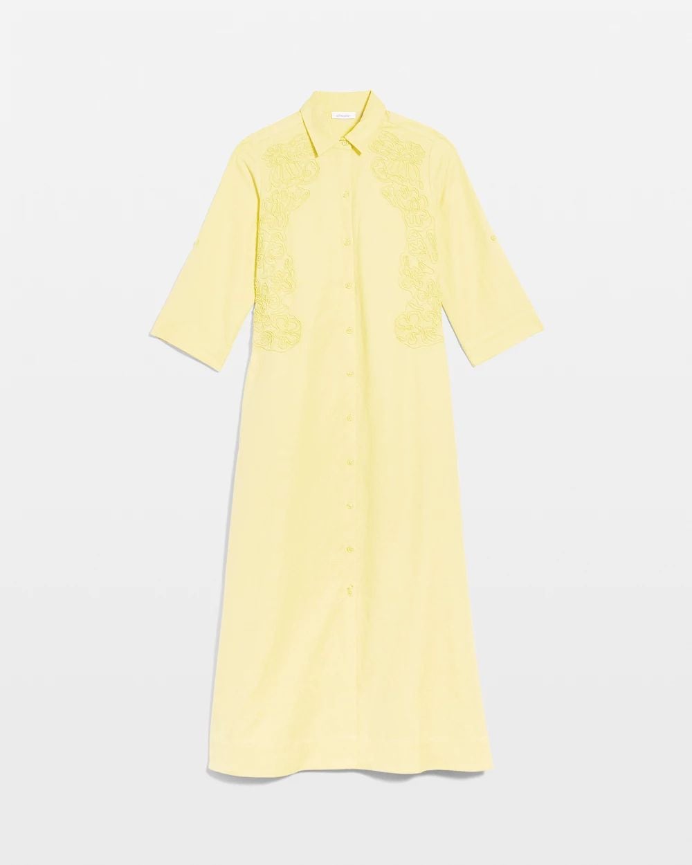 Embellished Linen-Cotton Shirtdress click to view larger image.